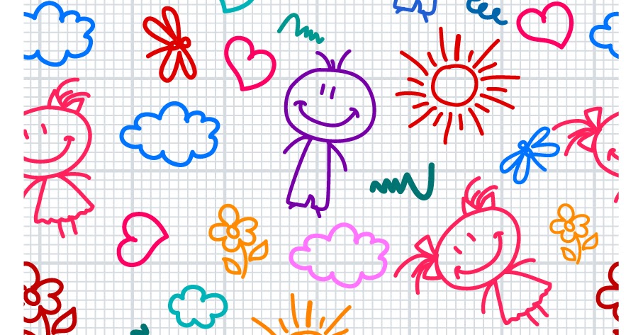 シームレスな子供の落書き背景 hand drawn kid pattern イラスト素材